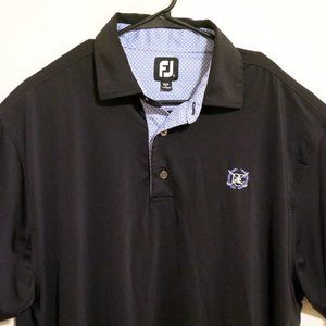 FootJoy Mens Short Sleeve Golf Polo Shirt Size Large Solid Black Polyester Blend